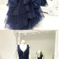 Navy Blue Sleeveless A Line Prom Dresses,Lace Appliques Evening Dress  cg4775