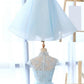 Chic Light Sky Blue Homecoming Dress Tulle High Neck Homecoming Dress Party Dress  cg479