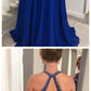 Beading Royal Blue Long Prom Dress with Lace cg4797