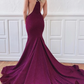 Mermaid Purple Prom Dresses 2019 Deep V Neck with Sweep Train cg4852