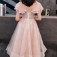 CUTE PINK TULLE LACE SHORT DRESS LACE HOMECOMING DRESS cg4867