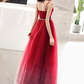 CUTE BURGUNDY SWEETHEART PROM DRESS, BURGUNDY TULLE LONG EVENING DRESS FOR TEENS cg4929