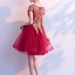 BEAUTIFUL BURGUNDY TULLE LACE DRESS, BURGUNDY LACE HOMECOMING DRESS cg4944