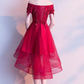 CUTE BURGUNDY TULLE OFF SHOULDER DRESS BURGUNDY TULLE HOMECOMING DRESS cg4945