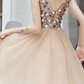 Sparkly V Neck Short Tulle Homecoming Dress, Shiny Above Knee Graduation Dress  cg4966