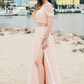 Two Piece Pink Prom Dresses Off the Shoulder Appliques Evening Dresses cg4970