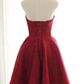 Burgundy sweetheart lace short party dress burgundy homecoming dress cg4979