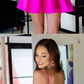 Simple v neck satin short party dress, homecoming dress cg4985
