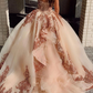 Champagne sweetheart tulle sequin long prom gown evening dress cg5000