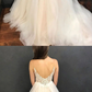 Light champagne tulle lace long prom dress, tulle formal dress cg5015