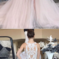 Champagne tulle lace long prom dress, champagne evening dress cg5019