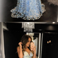Blue tulle lace long prom dress, blue tulle formal dress cg5020