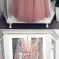 Pink tulle lace long prom dress, pink tulle formal dress cg5025