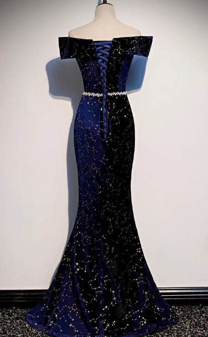 DARK BLUE MERMAID LONG PROM DRESS BLUE MERMAID EVENING DRESS cg5131