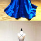 Simple blue satin long prom dress, blue evening dress cg5181