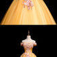 Yellow Tulle Off Shoulder Long Custom Size Senior Prom Dress, Evening Dress cg5226