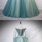 Unique Green Tulle Long Sleeve Strapless Formal Prom Dress, Evening Dress cg5274
