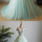 Green V Neck Tulle Beads Long Prom Dress, Tulle Evening Dress cg5292