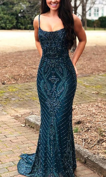 gorgeous square neck beading mermaid evening prom dress  cg5341