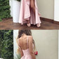 Simple A Line V Neck Elastic Satin  High Low Prom Dresses, Formal Evening Dresses cg5448