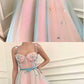 Stunning Applique A-Line Spaghetti Straps Tulle Sweetheart Prom Dresses With Belt cg5544