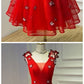 A line red v neck homecoming dress cg5553