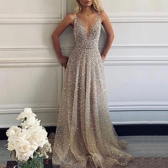 Sexy V-Neck Sparkling Evening prom Dress  cg5656