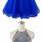 Beaded Top Homecoming Dress with Halter Strap, Back To School Dresses  cg5659