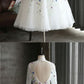 White flower lace long mid length party dress, long sleeves homecoming dress  cg5692