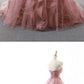 Pink Sweetheart neck Tulle Long Prom Dresses, Pink Evening Gown cg5704