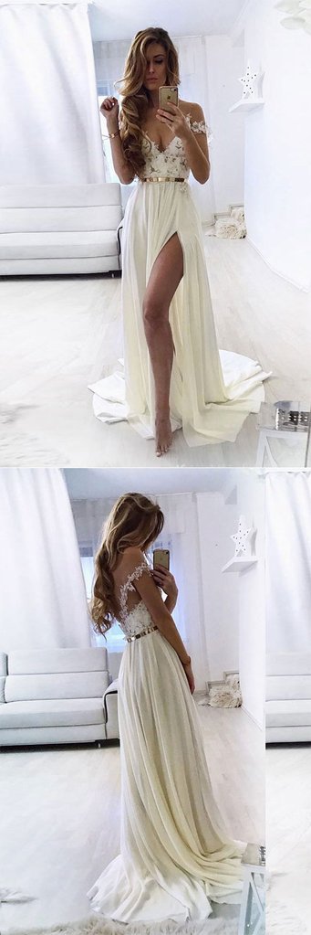 WHITE SWEETHEART OFF SHOULDER LACE CHIFFON LONG PROM DRESS EVENING DRESS  cg5765