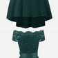 Green Lace High Low homecoming Dress  cg5788