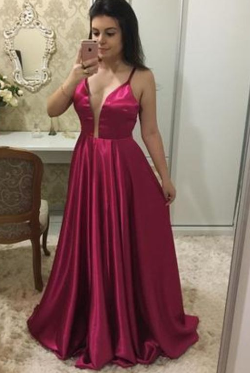 Sexy Spaghetti Straps Prom Dress, Sleeveless A Line Prom Dresses, Long Evening Dress  cg5937