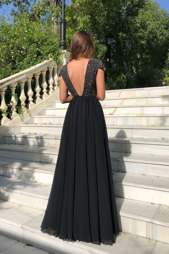 Open Back With Beadings Evening Gowns prom Formal Dress Split Side   cg5998