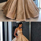 Ball Gown Sequins Gold Quinceanera Dress Sweet 16 Dresses With Pocket ,modest prom dress  cg608