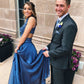 Elegant A Line Halter Cross Royalblue Long Prom Dresses with Beading  cg6214