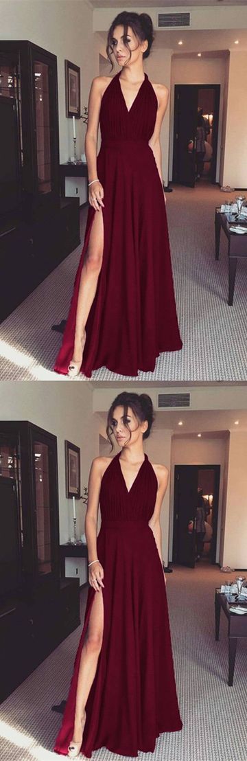 Burgundy Prom Dress, Sleeveless Evening Dress, Sexy Evening Dress, Evening Dress Backless, A-Line Prom Dress cg622