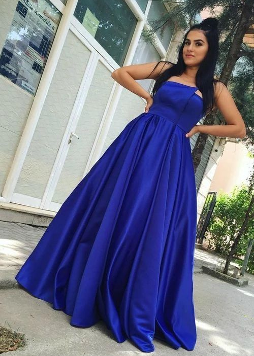 Gorgeous Royal Blue Simple Prom Dress, Sexy Backless Satin A-Line Prom dress cg6284