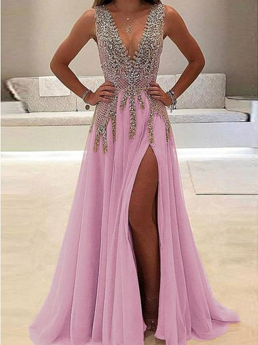 Sleeveless Deep V Sexy Evening prom Dress  cg6290