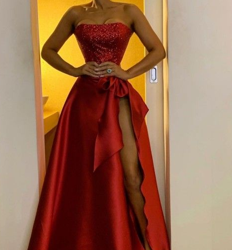 red prom dress elegant prom gown  cg6383