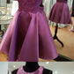 Stunning Purple Lace Applique Homecoming Dresses With Beading,Short homecoming Dresses  cg652