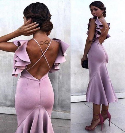 Cute Prom Dress, Mermaid Tea-length Purple Prom Dresses,Cheap Prom Dresses  cg6541