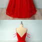 Red A Line Spaghetti Straps Beaded Long Prom Party Dress  cg6548