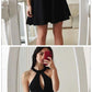 A-Line High Neck Black Homecoming Dress cg656