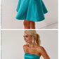A-Line Strapless Blue Satin Homecoming Dress with Pockets cg659