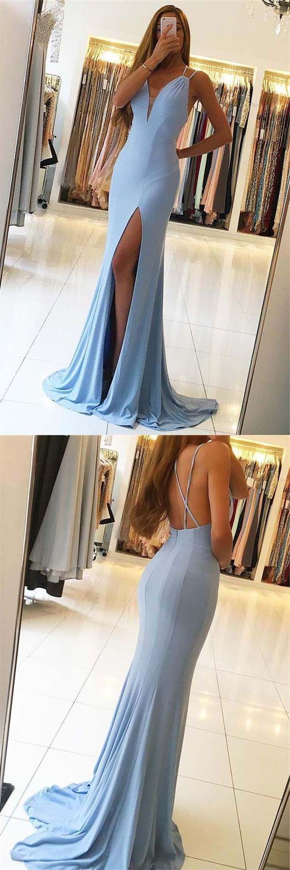 Gorgeous Sleeveless Mermaid Evening Dress Slit Long Prom Dress  cg677