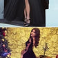 Long Sleeves Sexy Split Black Cheap Long Evening Prom Dresses cg694