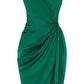 A Line Deep V Neck Green Satin Homecoming Dress  cg6981