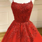 Red tulle lace long prom dress  cg7226