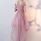 Cute lace tulle short homecoming dress, high low evening dress cg727